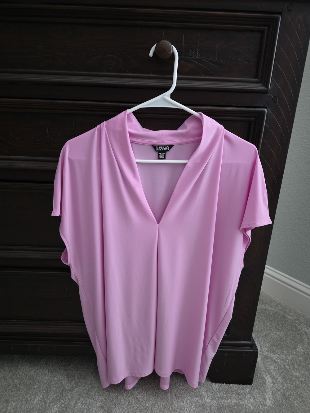 Buffalo David Bitton Pink V-Neck Draped Tunic Top
